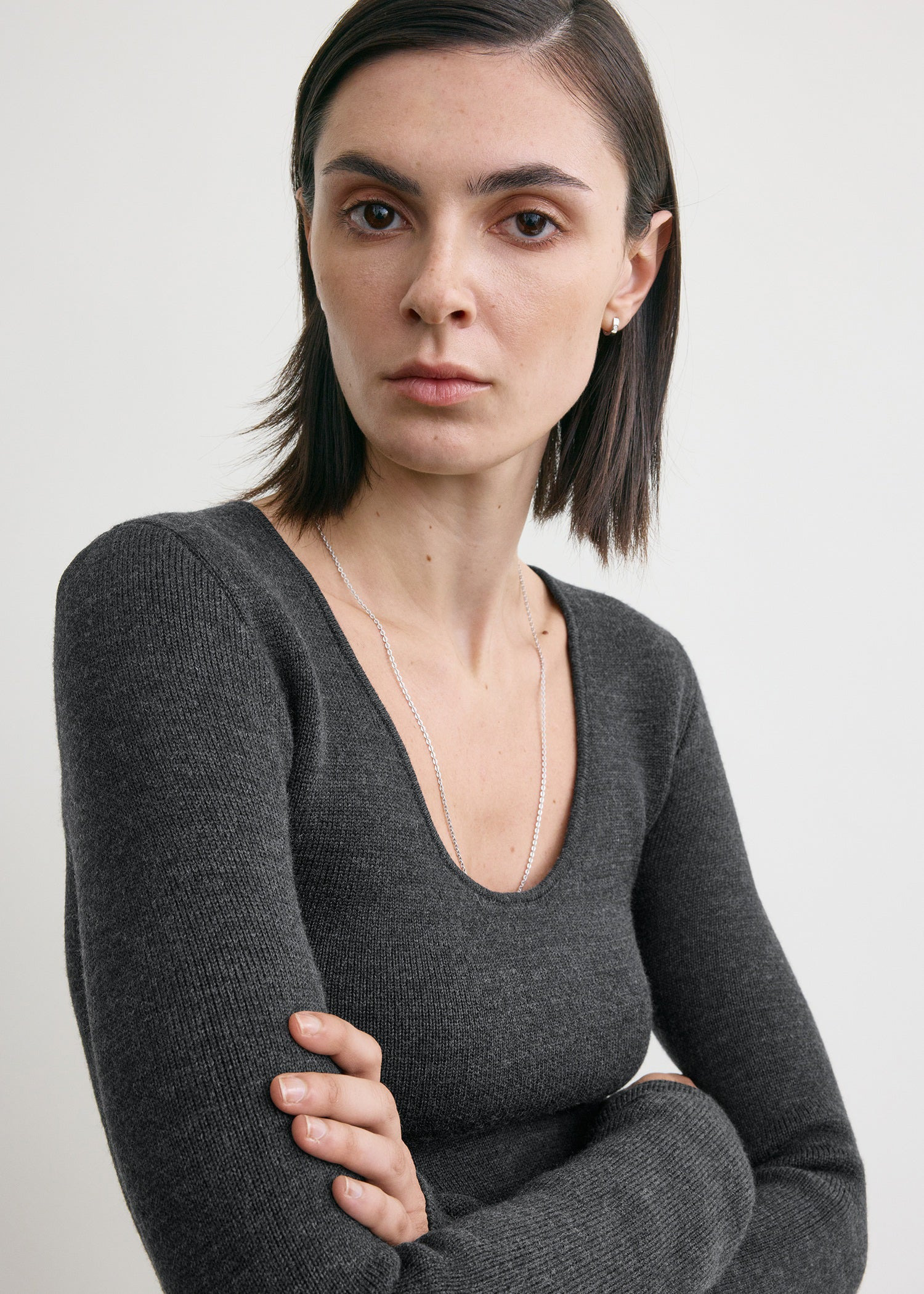 Compact knit top charcoal - 4