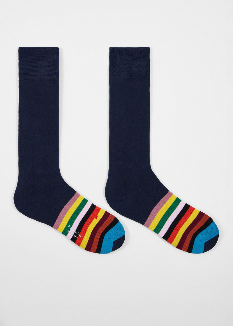Paul Smith Navy 'Signature Stripe' Tipping Socks outlook