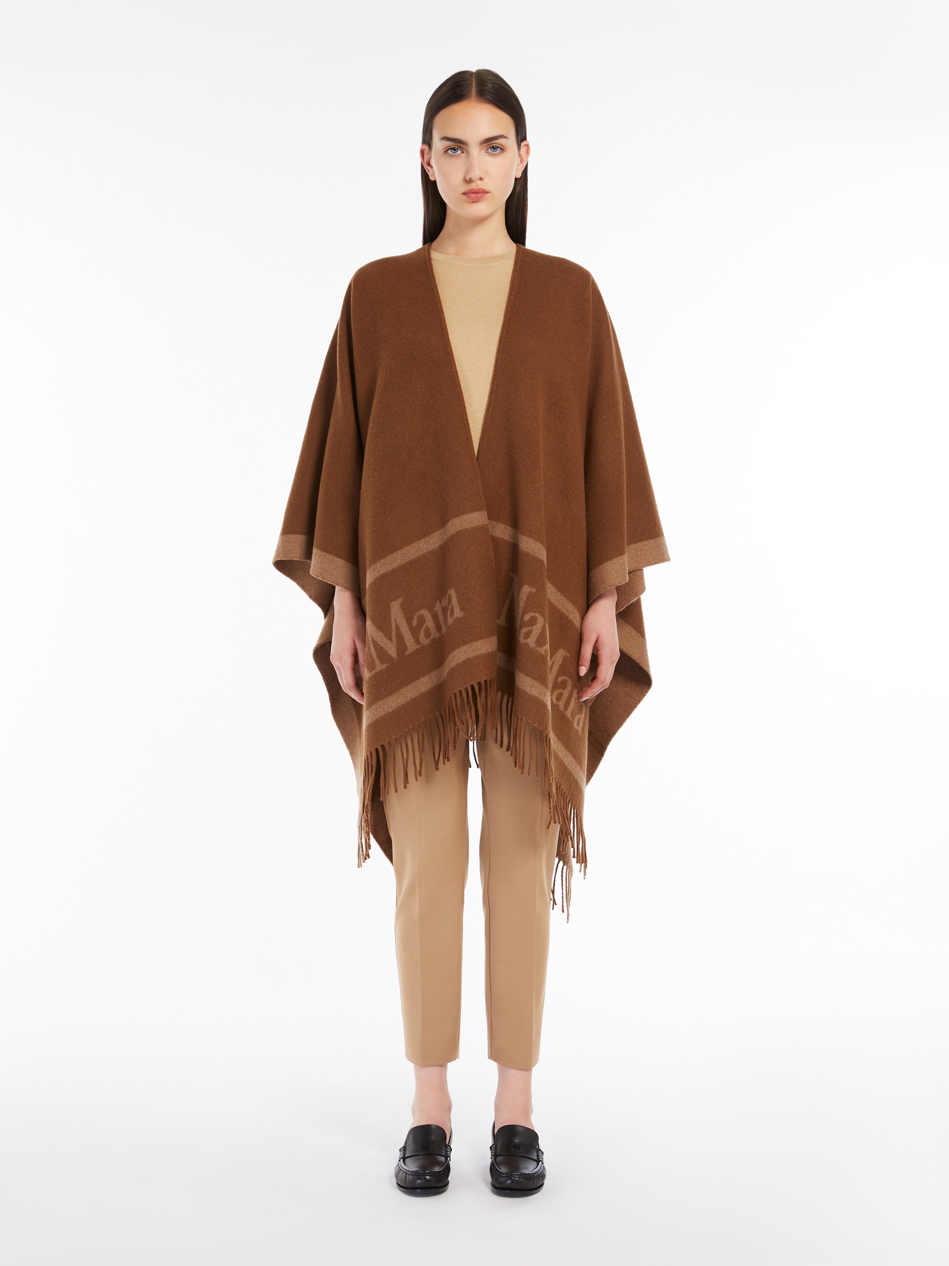 HILDE Jacquard logo-decorated wool poncho - 3