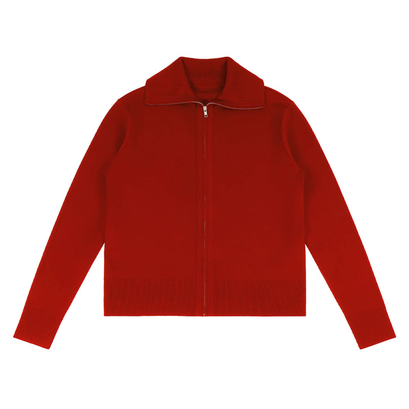 KNIT ZIP UP JACKET CHERRY 1