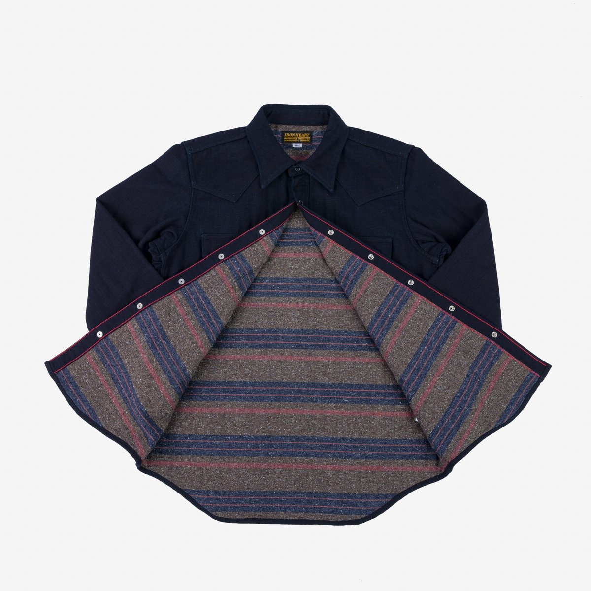 IHSH-368-IND 14oz Double Cloth Western Shirt - Indigo - 7