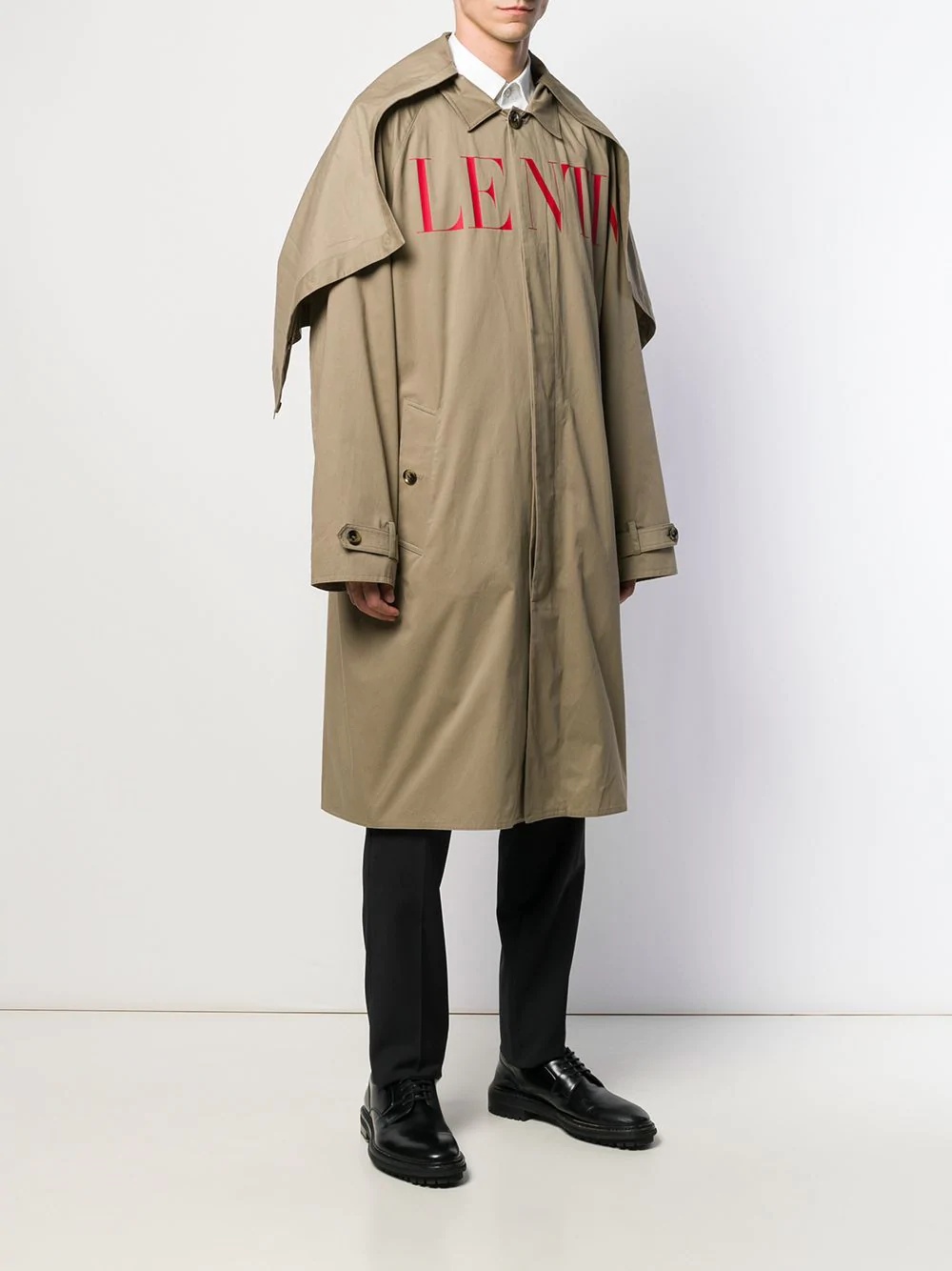 printed logo trench coat - 3