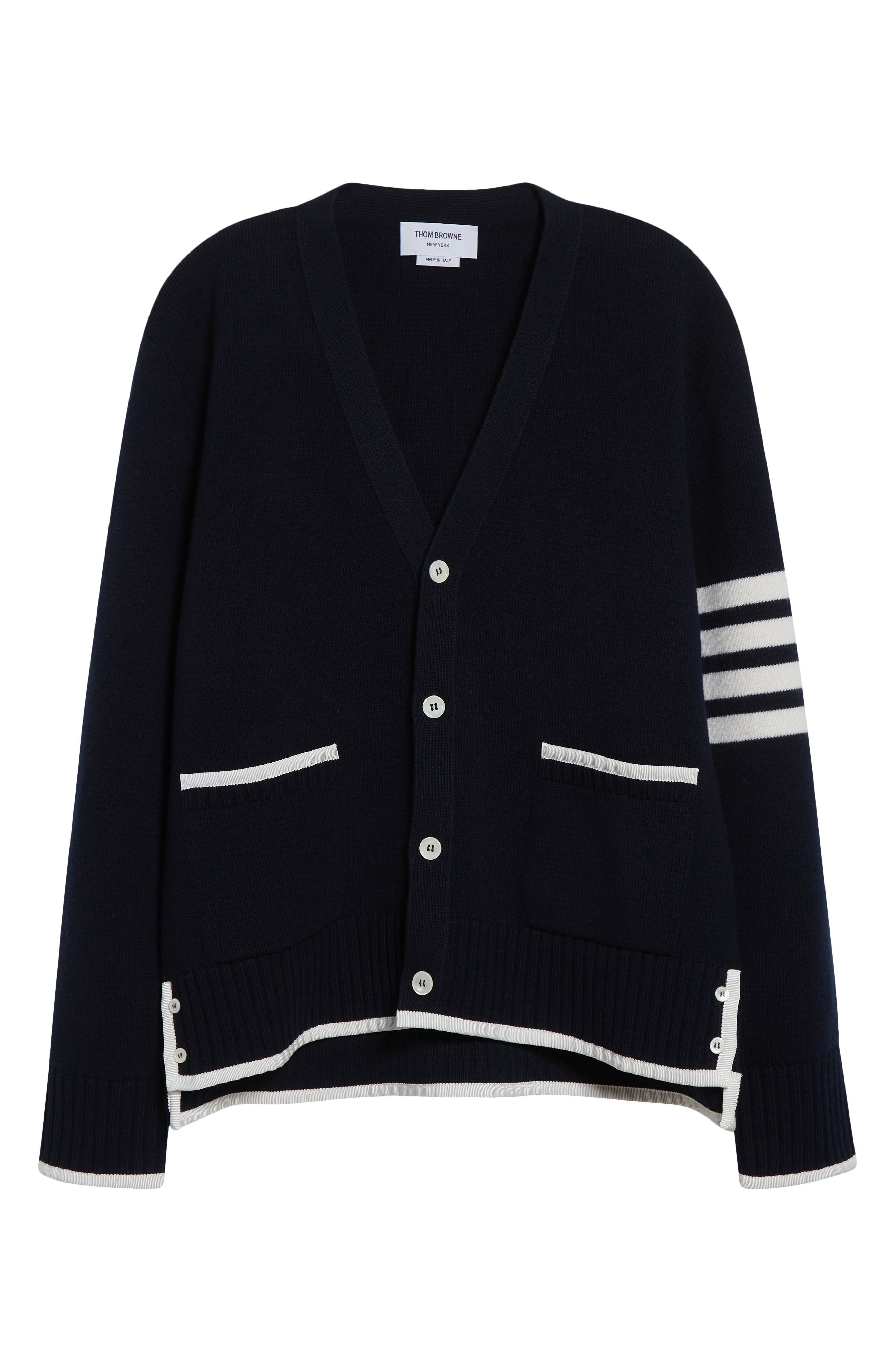 Thom Browne 4-Bar Milano Stitch Virgin Wool Cardigan in Navy at Nordstrom - 5