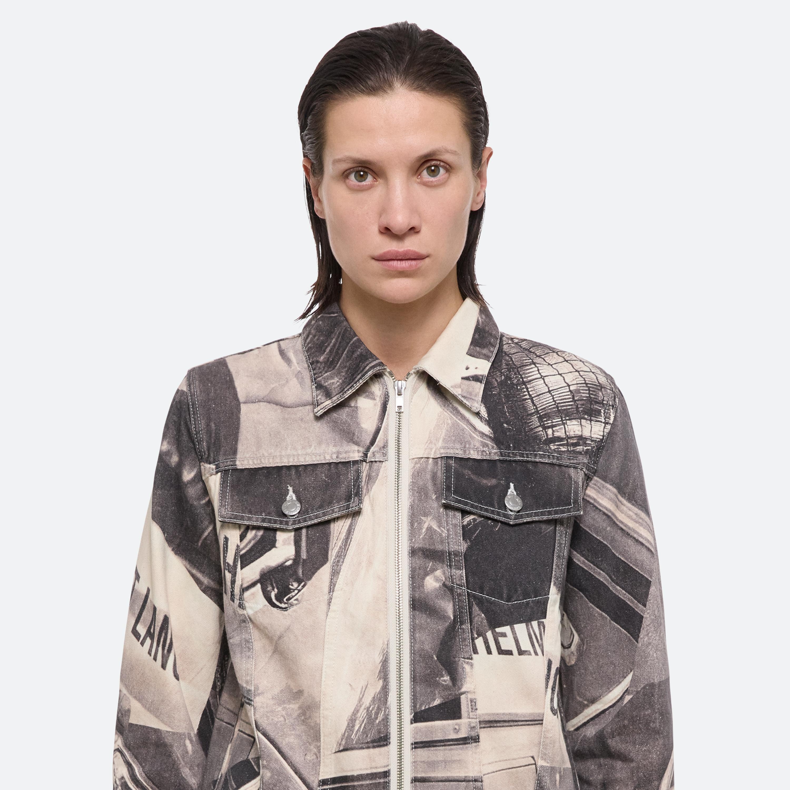 CUFFED PRINTED DENIM TRUCKER JACKET - 6