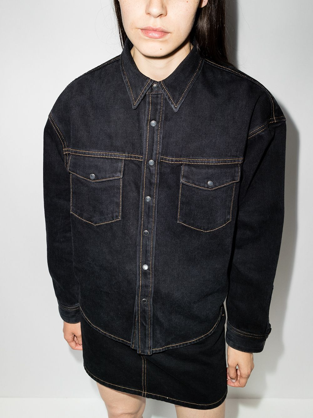 oversized denim button jacket - 2