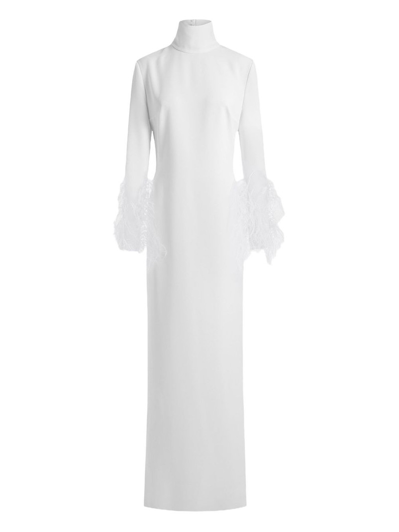 Arios feather-trim gown 1