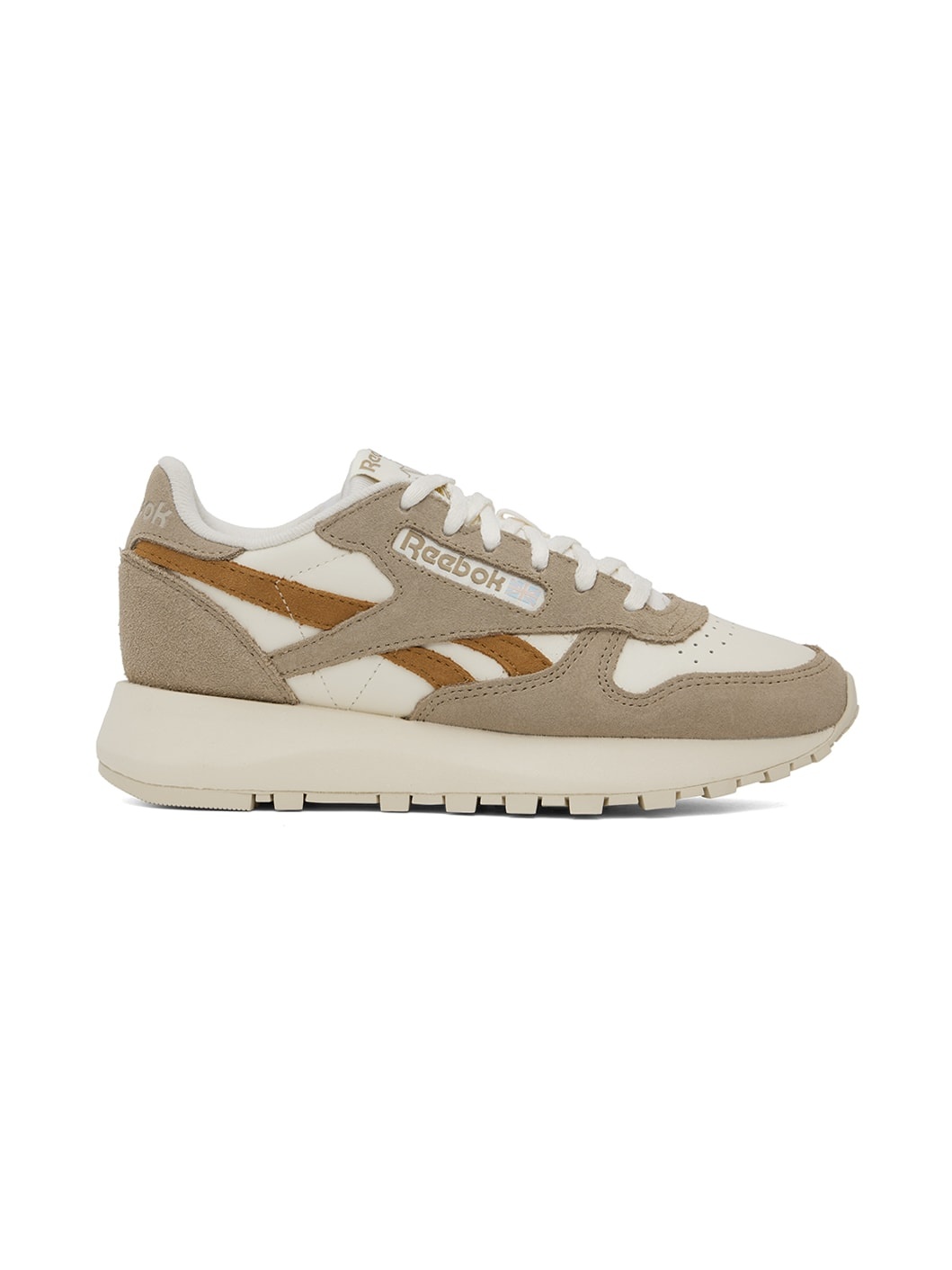 White & Beige Classic Sneakers - 1