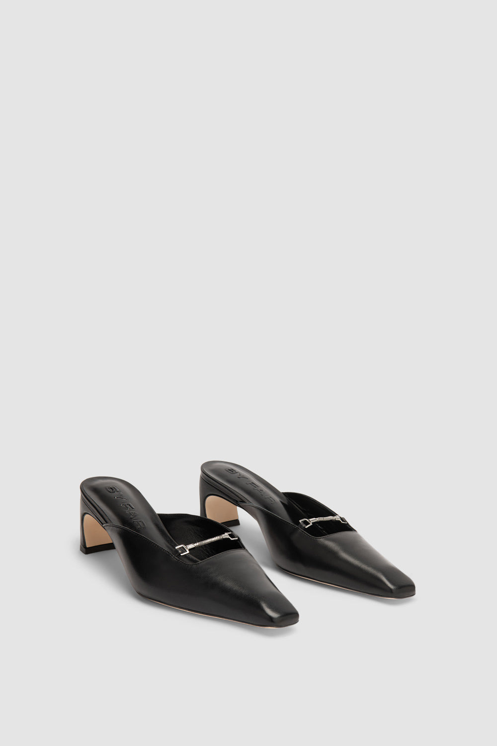 Leda Black Lamb Nappa Leather Mule - 2