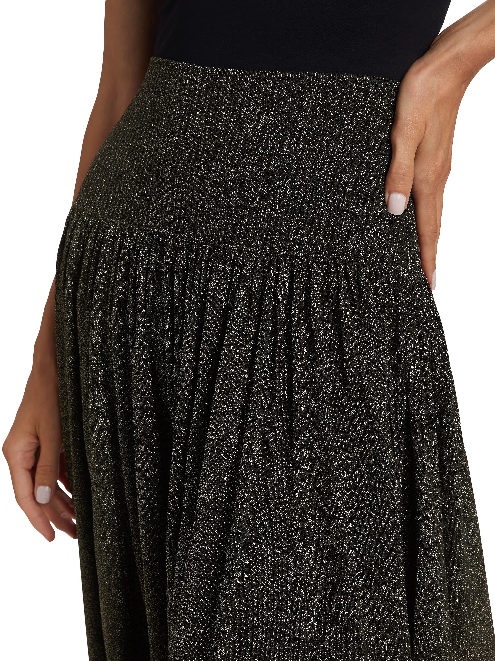 Crush Metallic Flare Skirt - 5