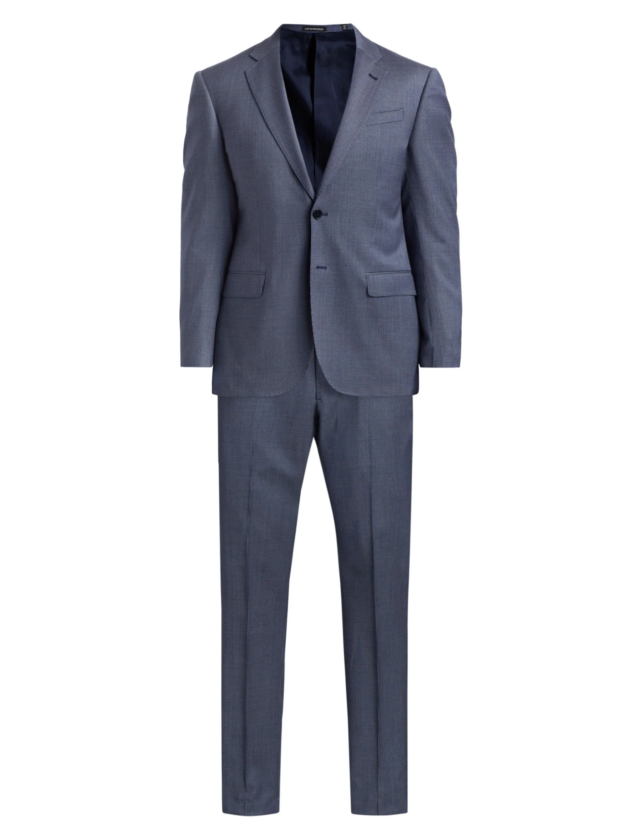 Men's Micro Houndstooth Stretch Virgin Wool Suit - Light Grey Blue - 1