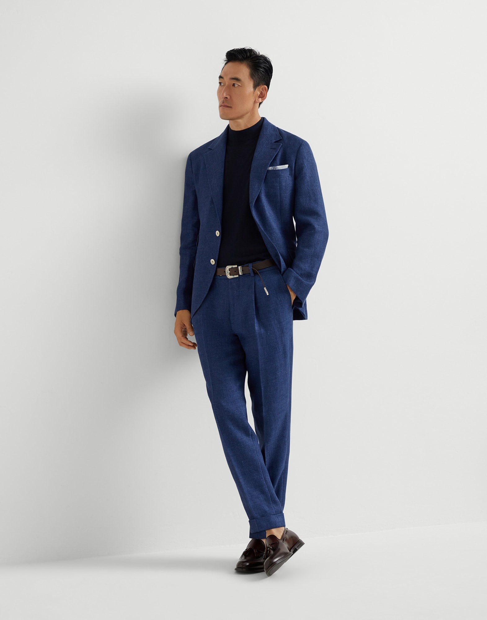 Linen, wool and silk diagonal deconstructed Cavallo blazer - 5