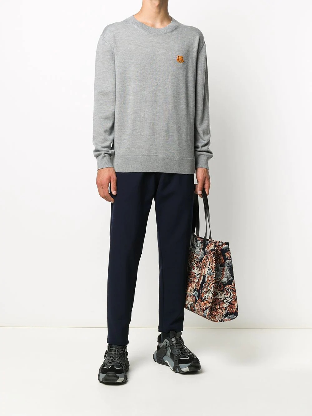 Tiger embroidered crew neck jumper - 2