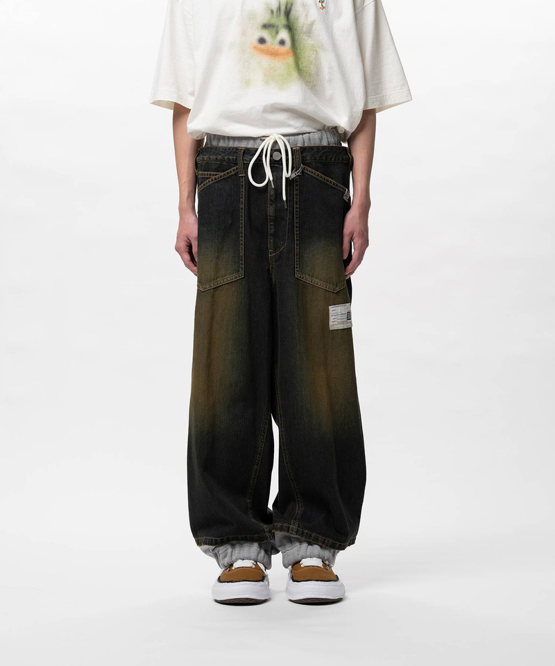 Maison MIHARAYASUHIRO Sweat Pants Combined Denim Pants outlook