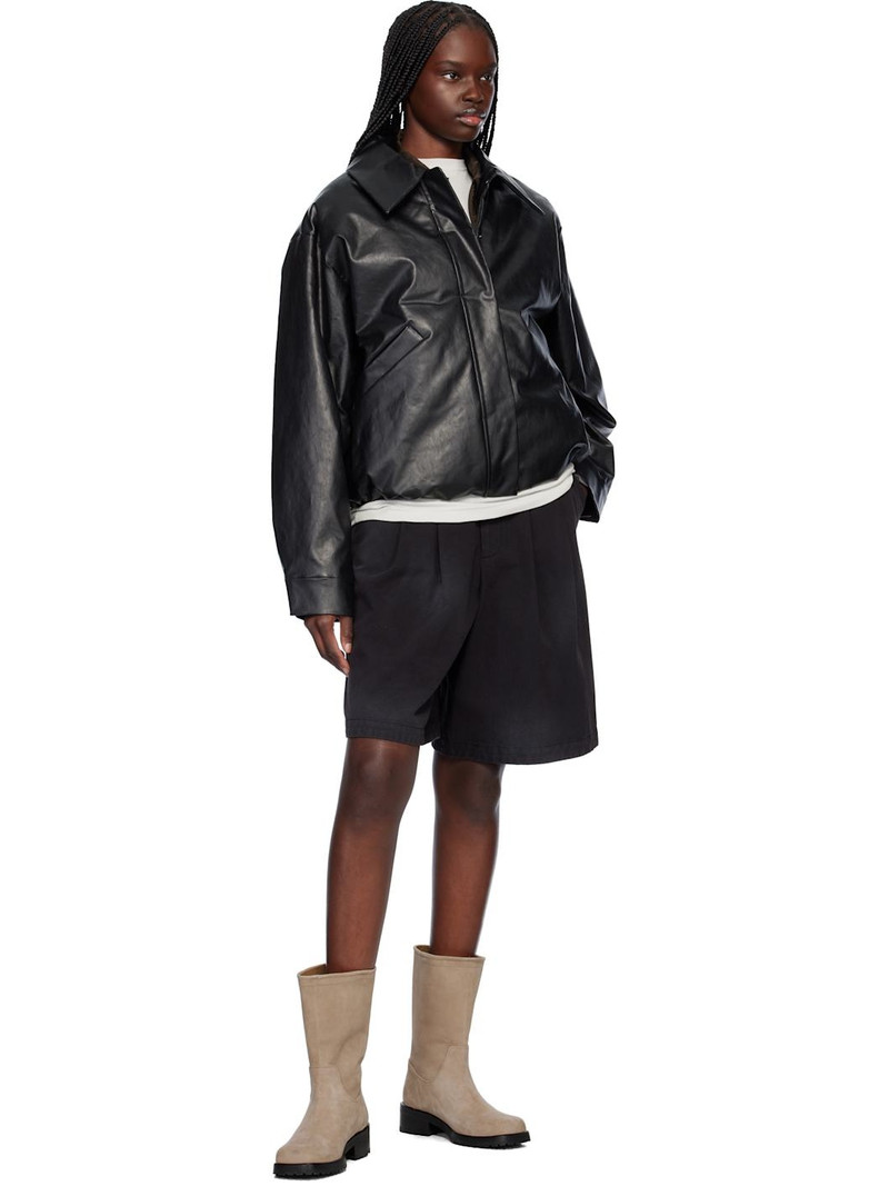 KASSL Editions Black Short Oil Bomber Jacket outlook
