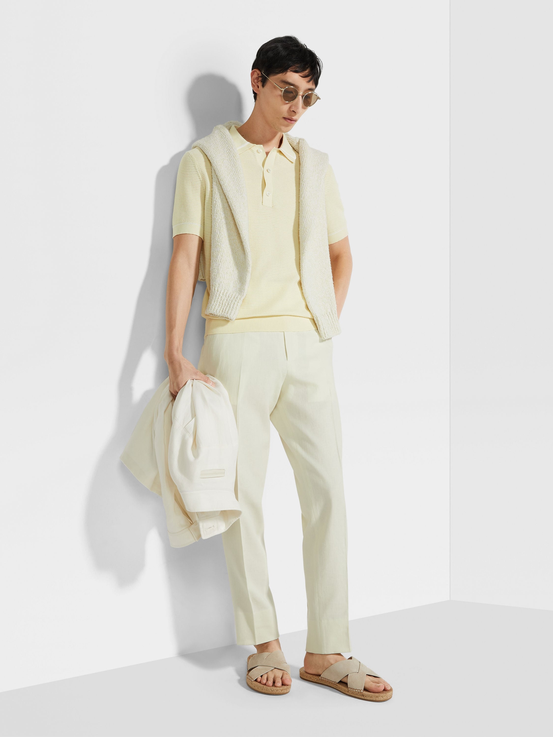 LIGHT YELLOW PREMIUM COTTON POLO SHIRT - 3