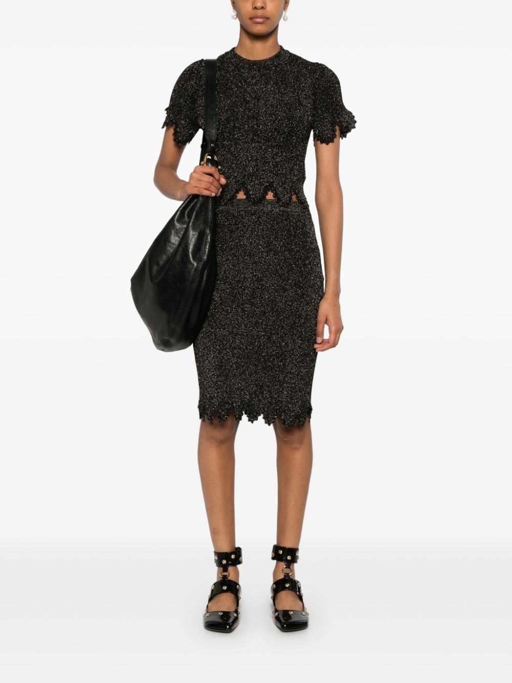 scallop knitted midi skirt - 2