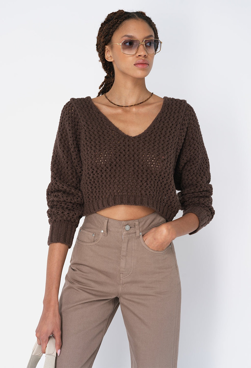 John Elliott FOAM BOUCLE CROPPED SWEATER outlook