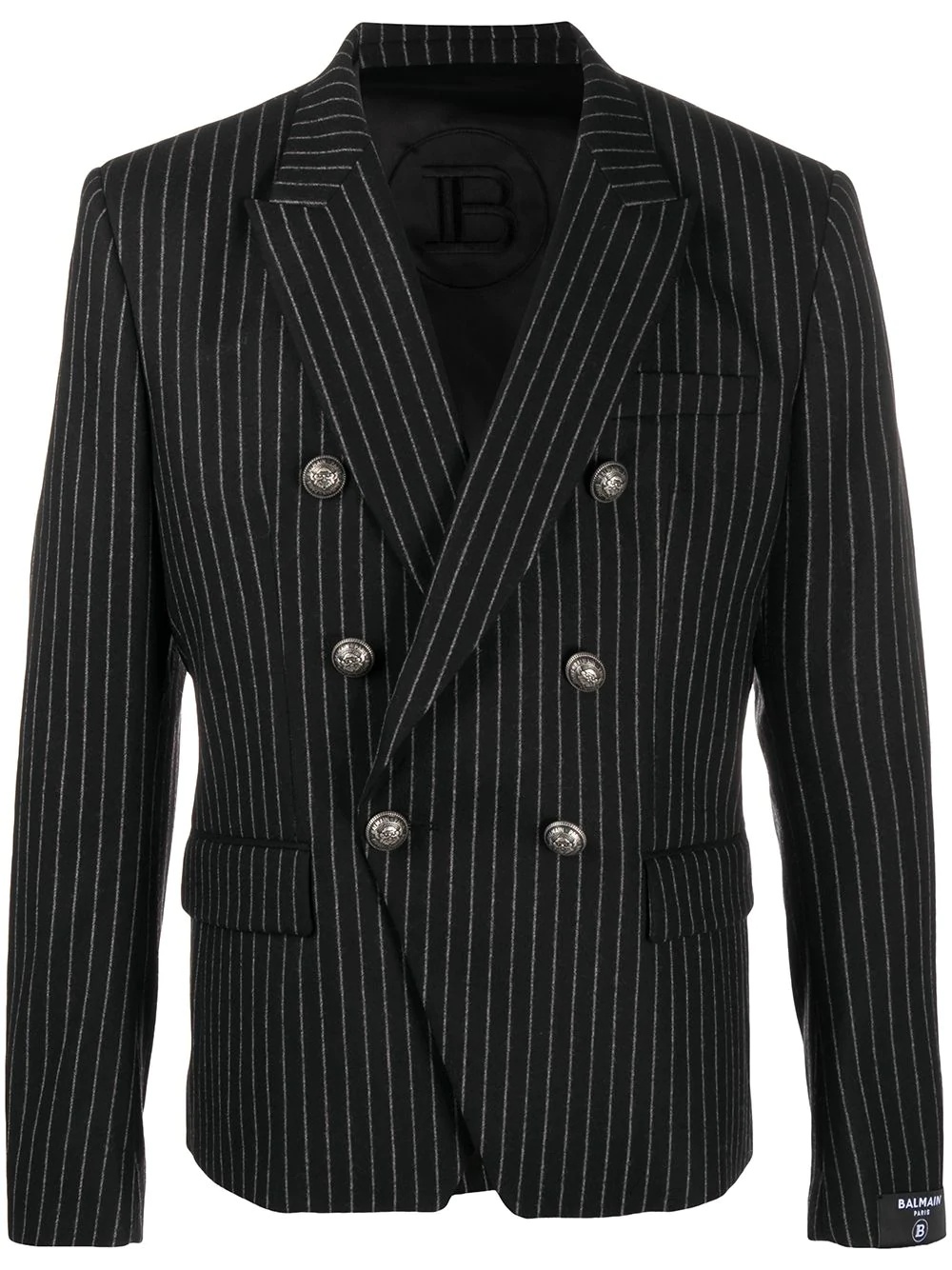 pinstriped double breasted blazer - 1