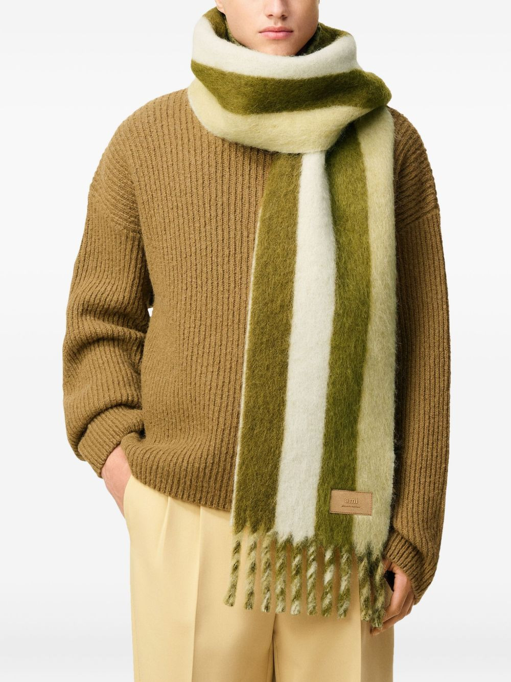 striped fringed scarf - 3