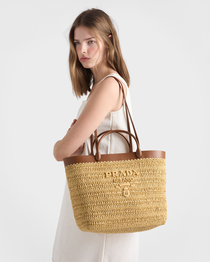 Prada Medium crochet and leather tote bag outlook