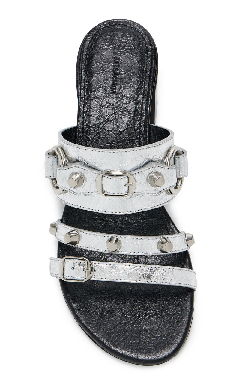 BALENCIAGA City Metallic Leather Sandals silver outlook