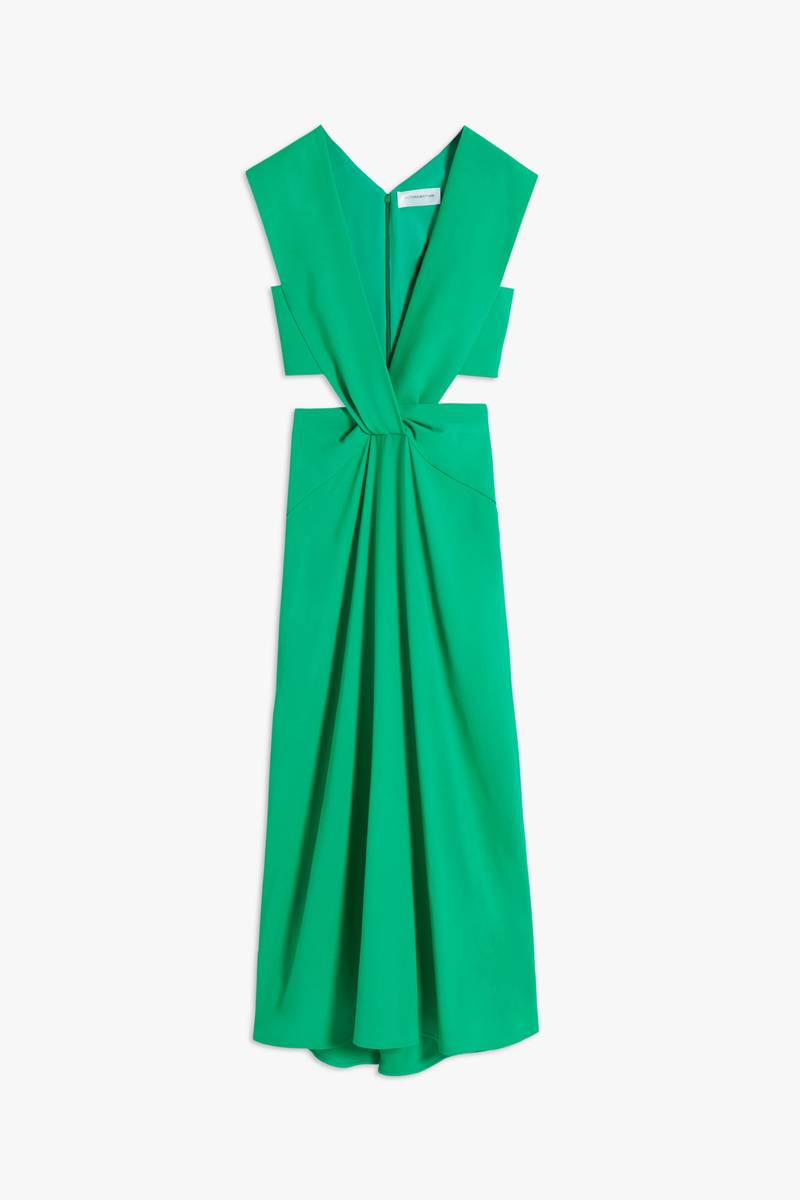 Twist Wrap Midi Dress in Bright Green 1