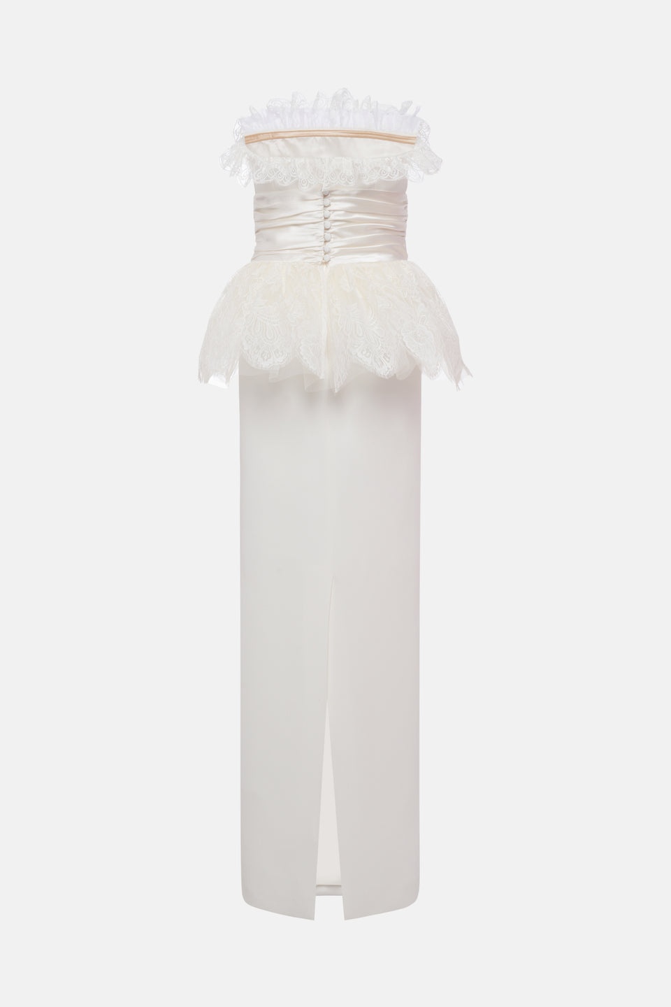 CADY BUSTIER DRESS WITH DUCHESSE, LACE PEPLUM BELT - 2