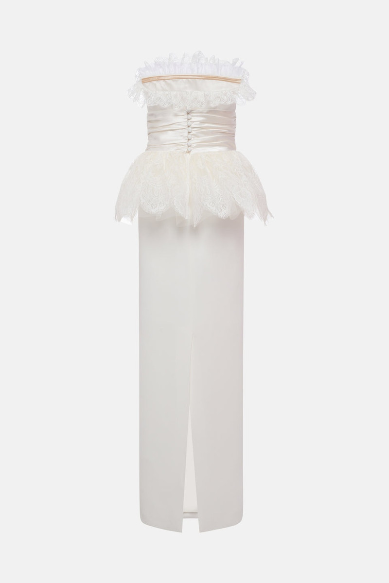 Alessandra Rich CADY BUSTIER DRESS WITH DUCHESSE, LACE PEPLUM BELT outlook