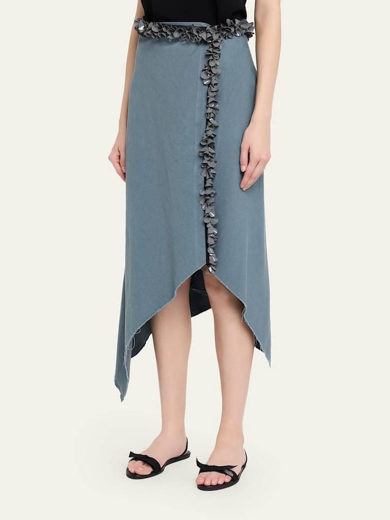 Darliston Embellished Asymmetric Cotton Midi Skirt 4