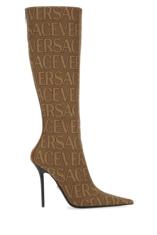 Embroidered Jacquard cavas Versace Allover boots - 1