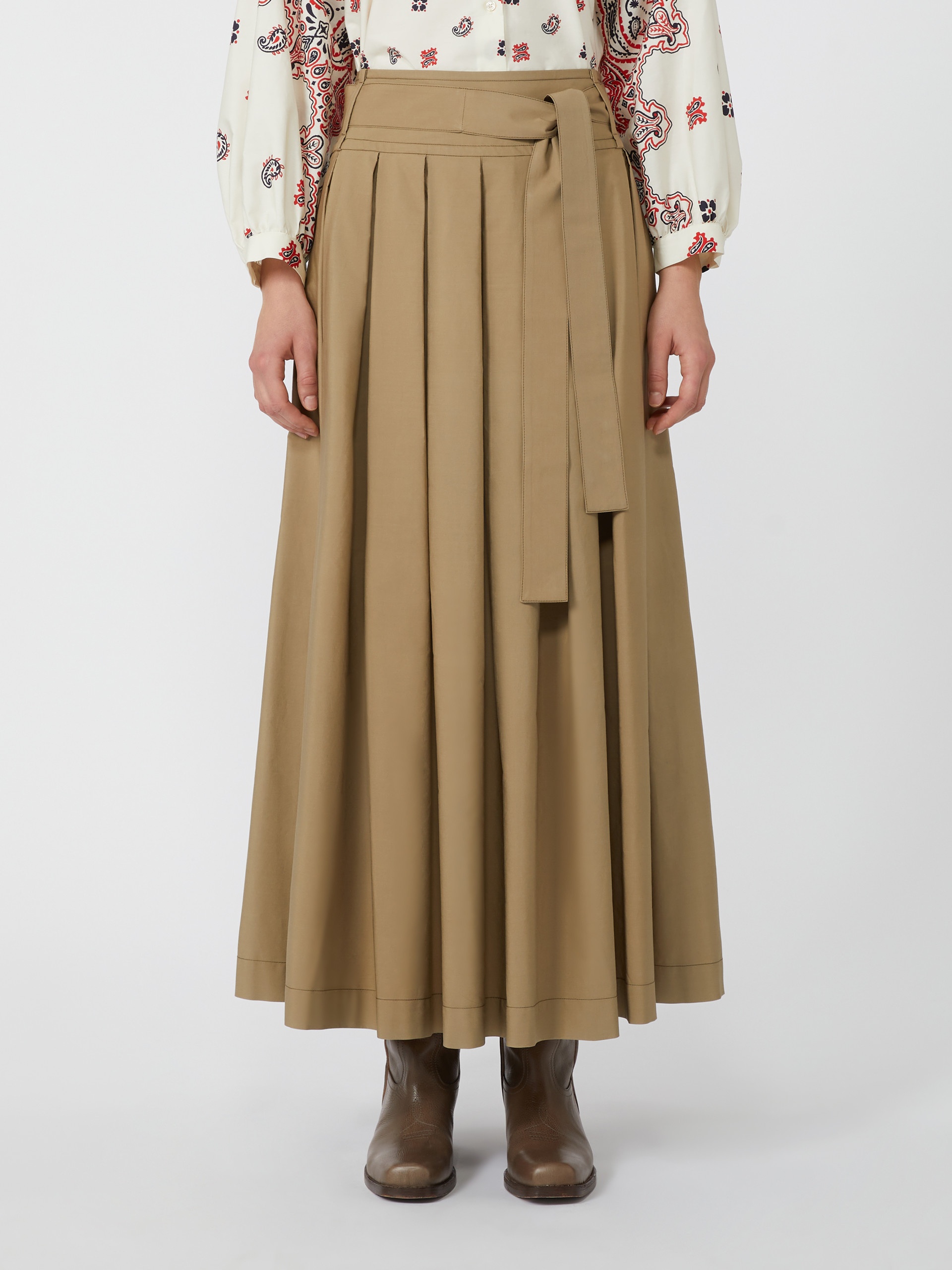 AGIATE Pleated cotton skirt - 3