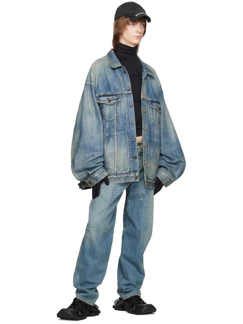 BALENCIAGA Blue Patched Destroyed Denim Jacket outlook