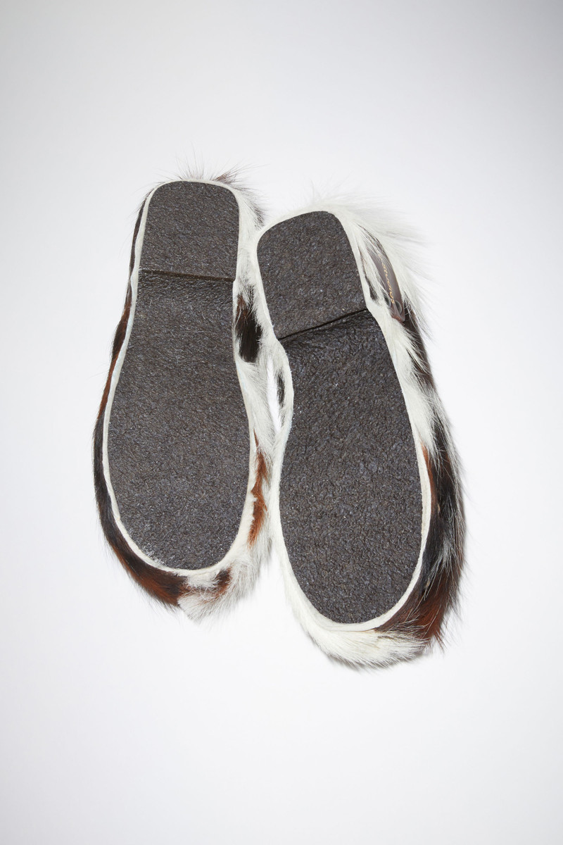 Studded fur mules - Multi brown 9