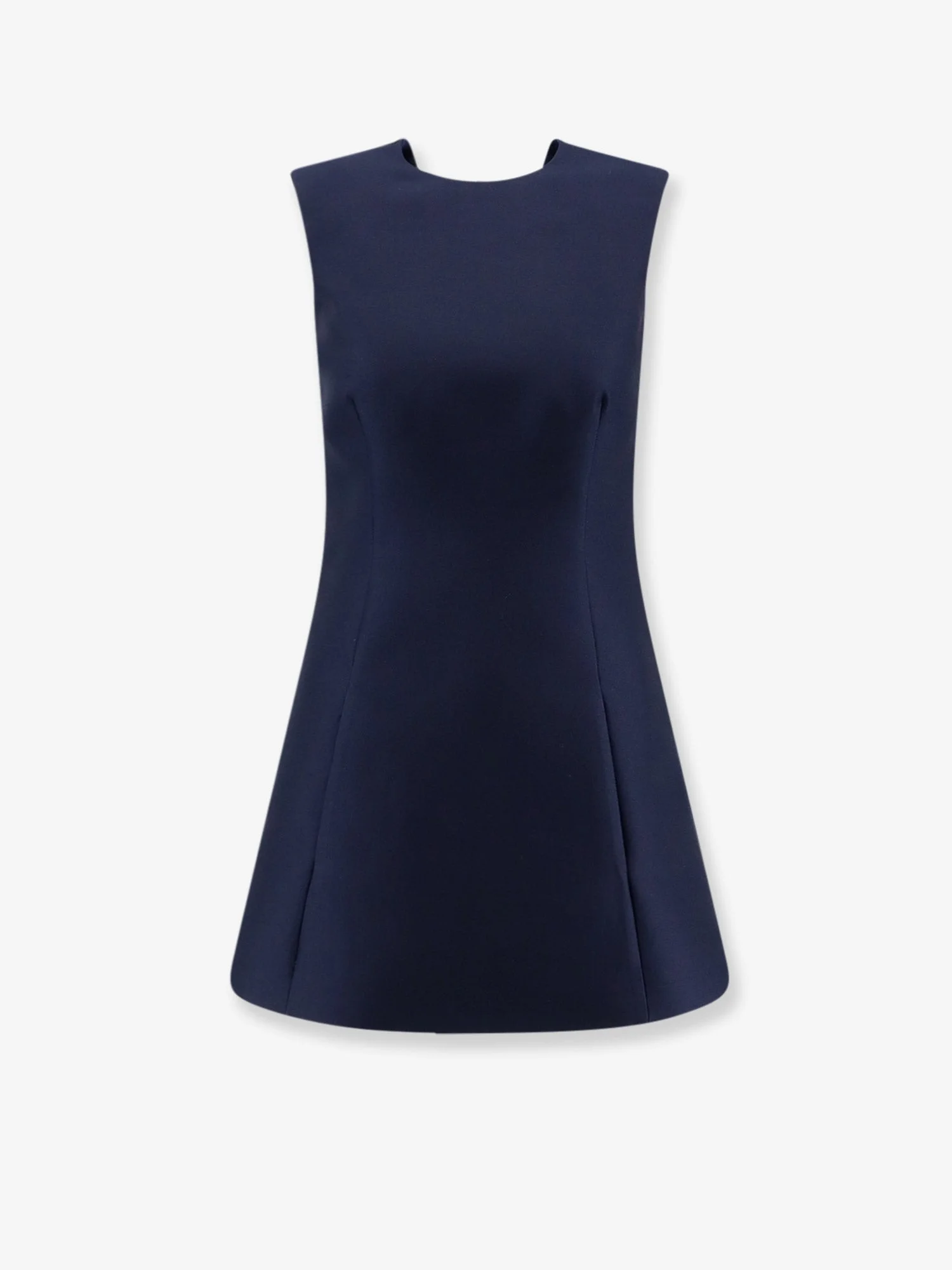 Balenciaga A-Line Merino Wool Silk Blend Dress Blue - 1