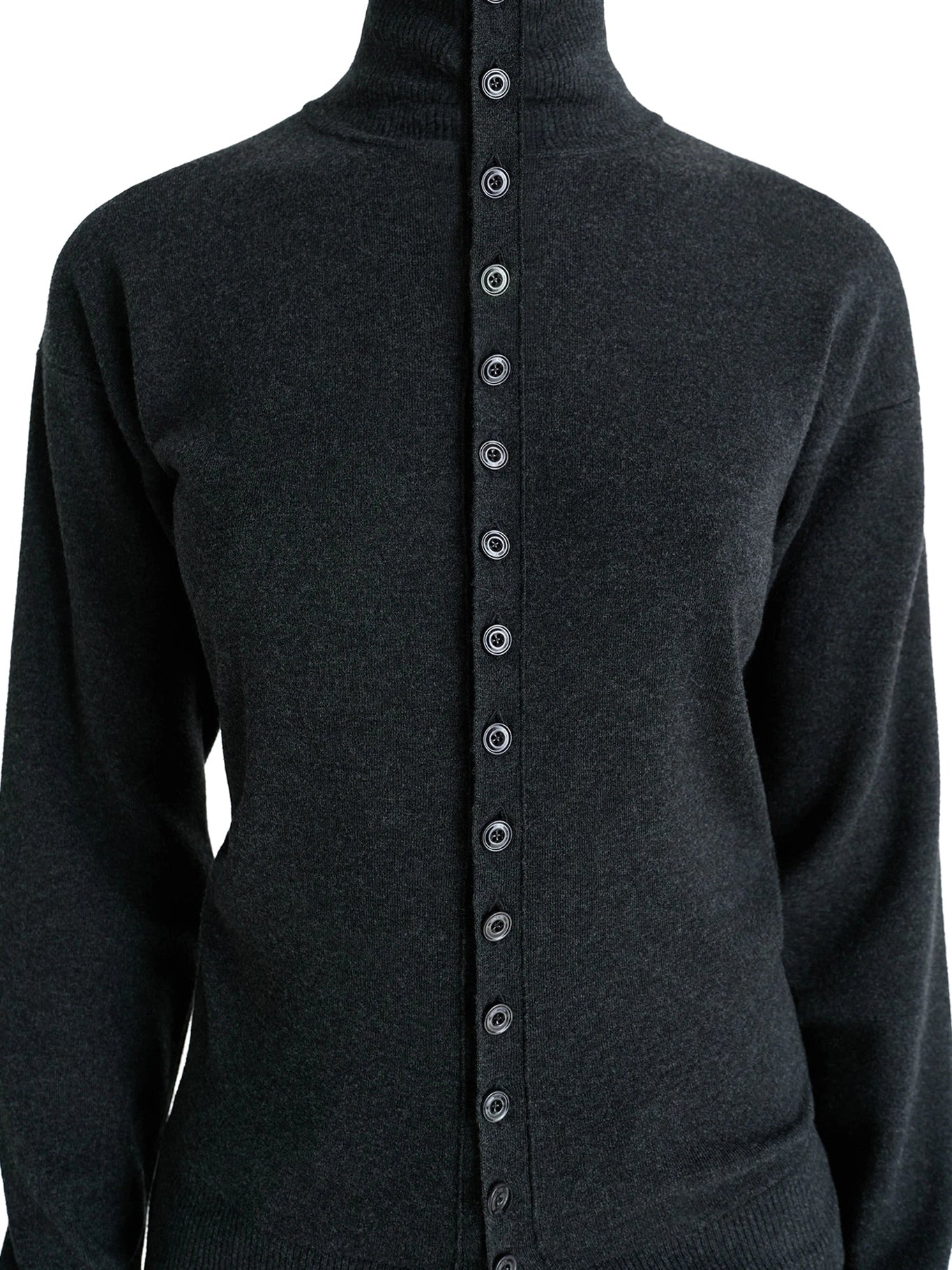 FINE WOOL BUTTONED CARDIGAN - 5