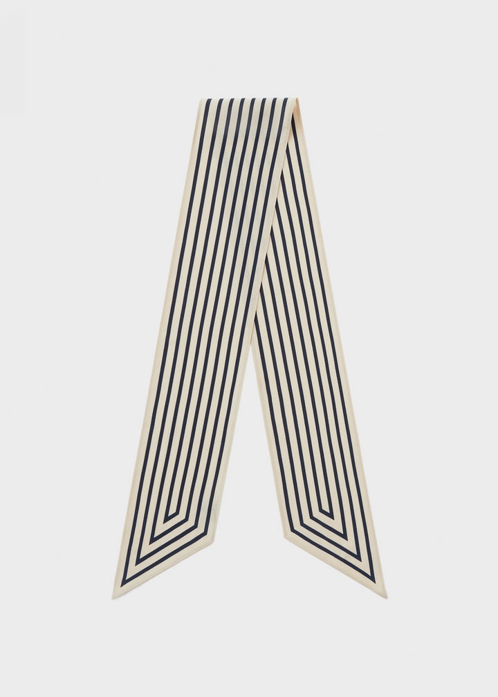 Black Monogram stripe-print silk scarf, Toteme