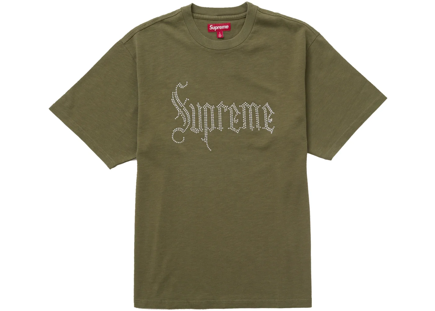 Supreme Rhinestone S/S Top Olive - 1