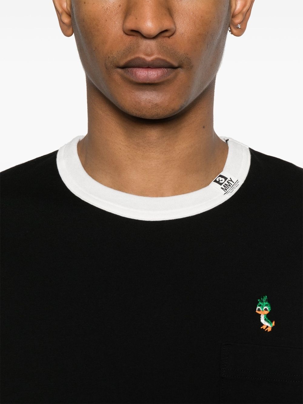 Leon-embroidered ringer T-shirt - 4