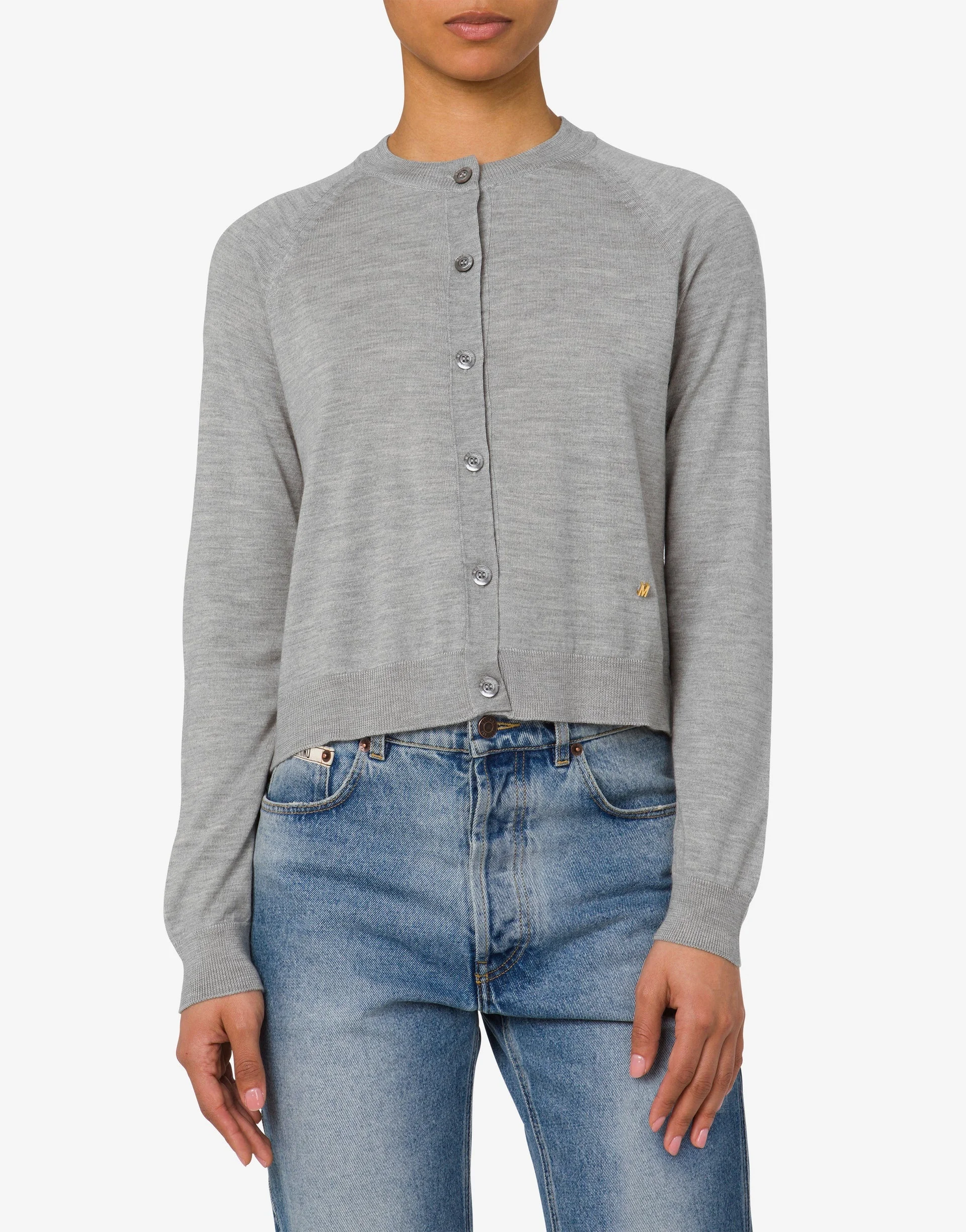 GOLDEN M WOOL AND SILK CARDIGAN - 1