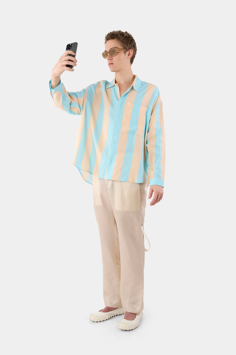 SUNNEI OVER SHIRT / pink & azure stripes outlook