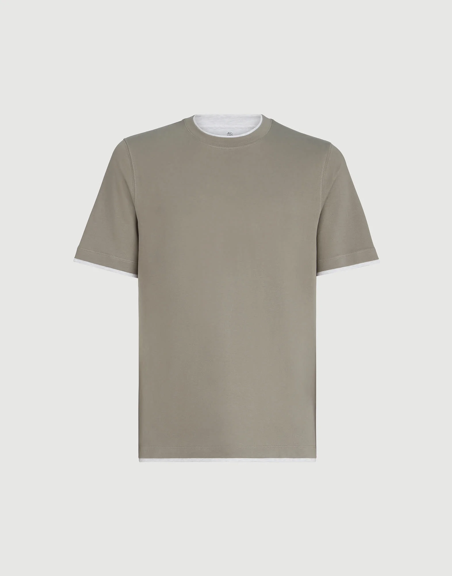Cotton jersey crew neck T-shirt with faux-layering - 1