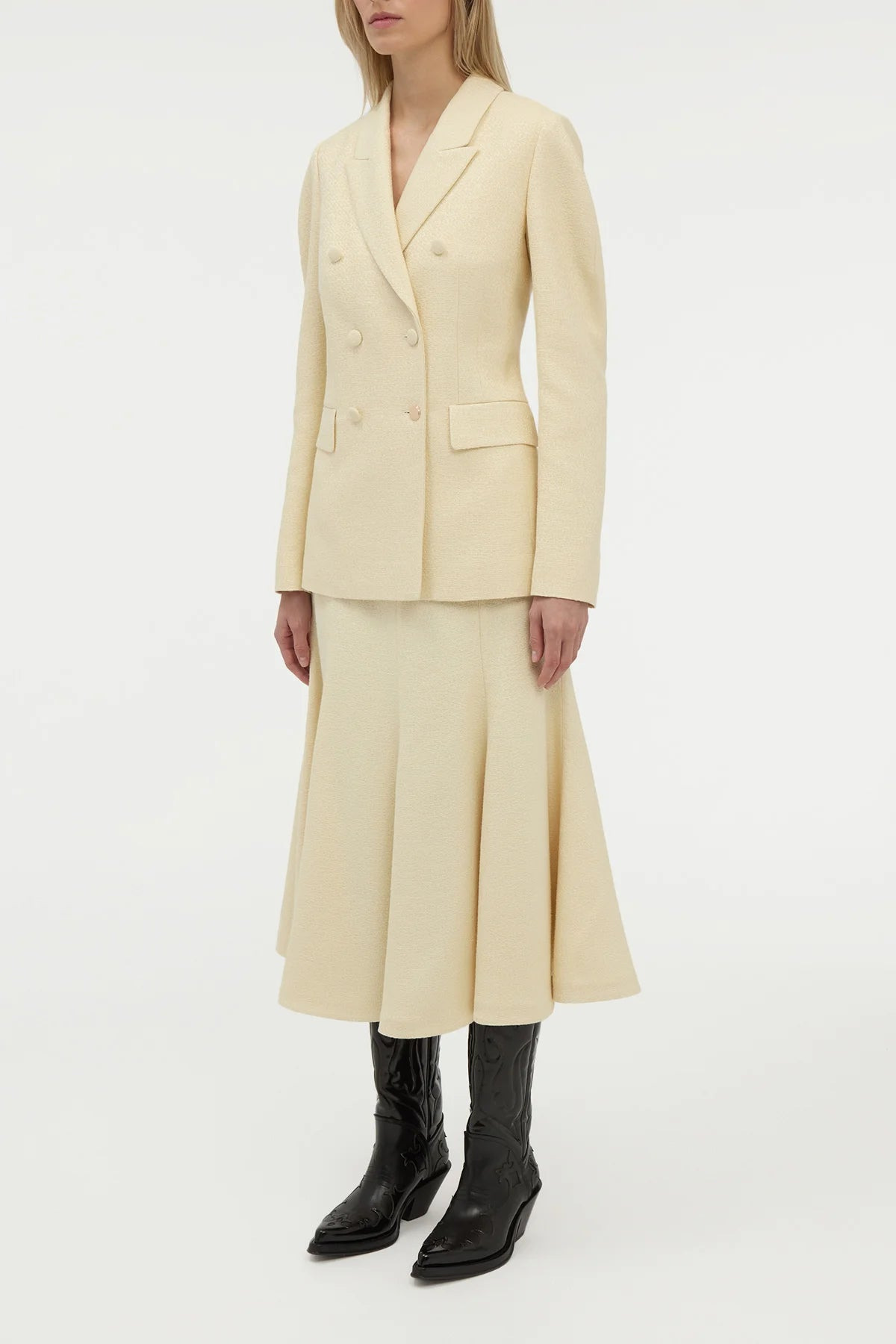 Sedna Blazer in Ivory Silk Tweed - 4