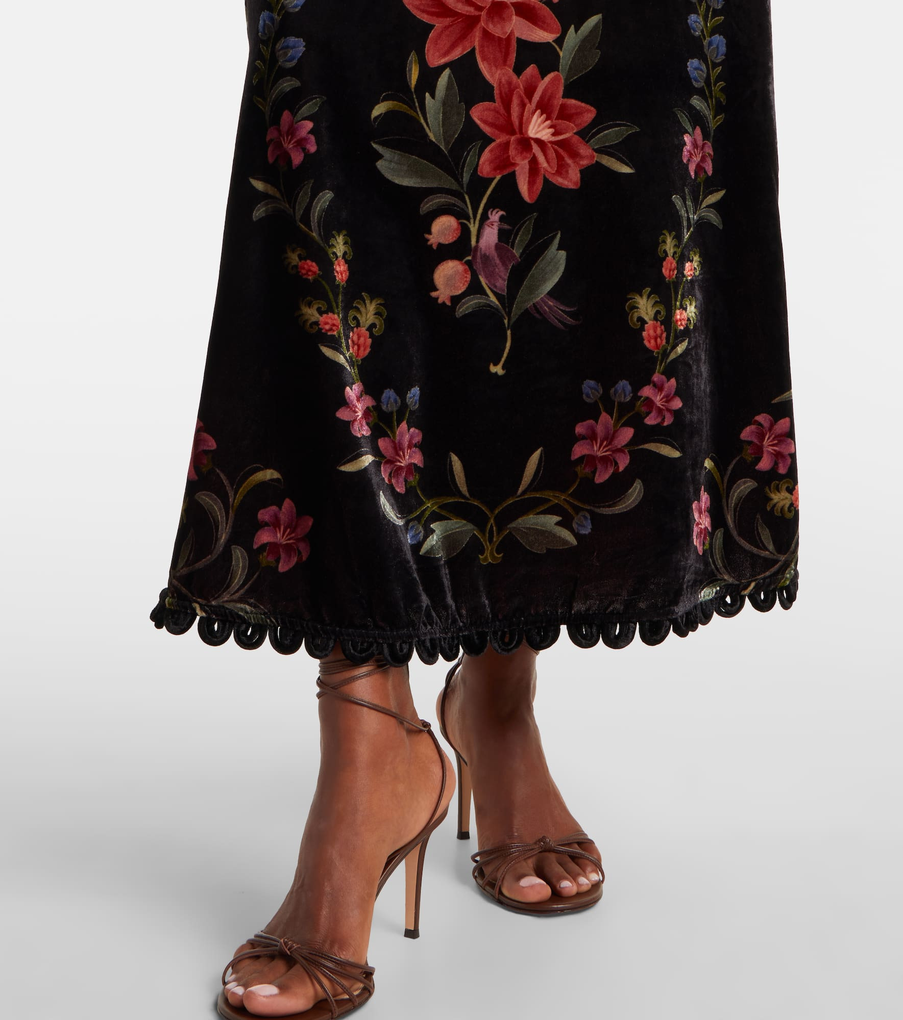 Floral velvet maxi skirt - 5
