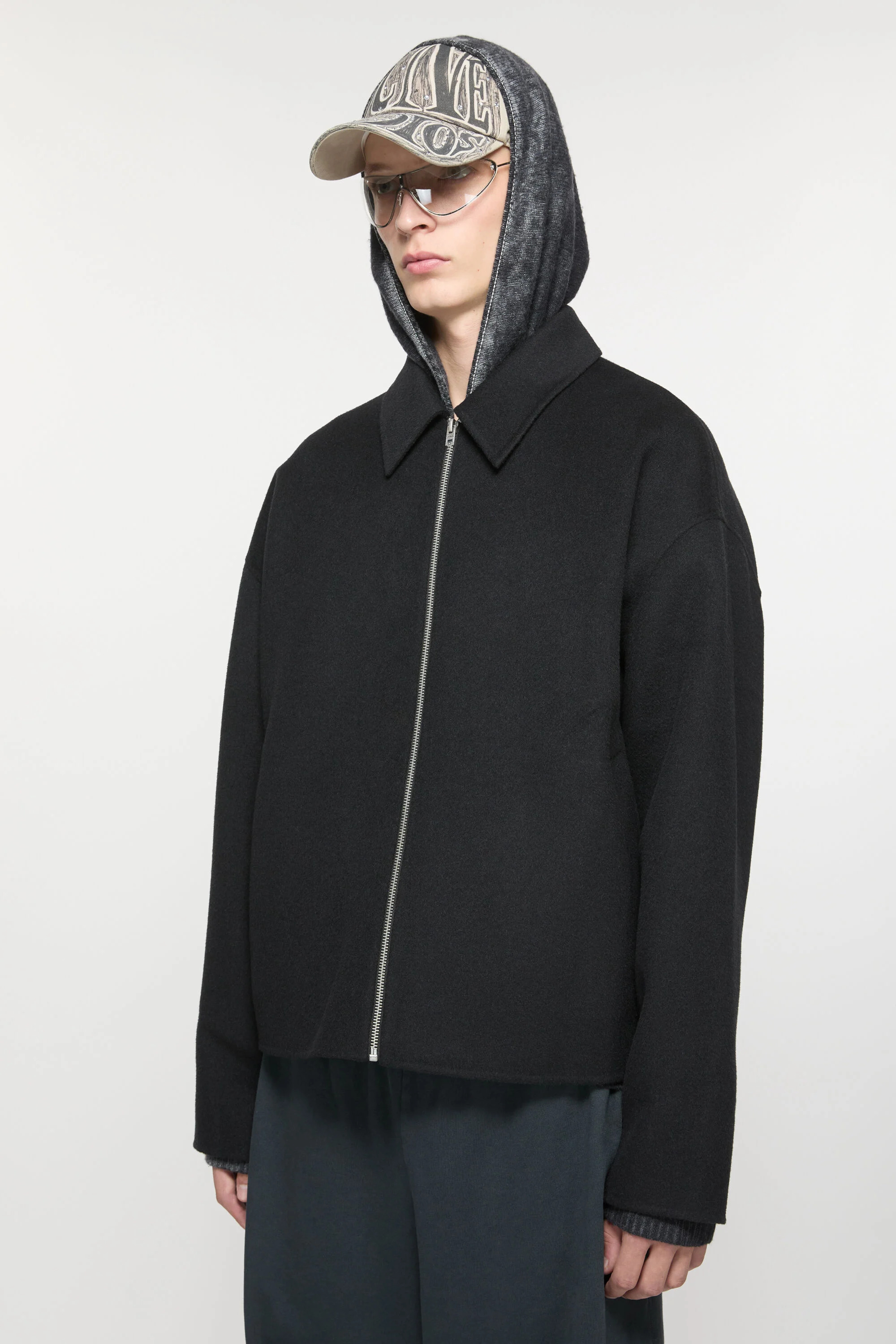 Wool zipper jacket - Black - 3