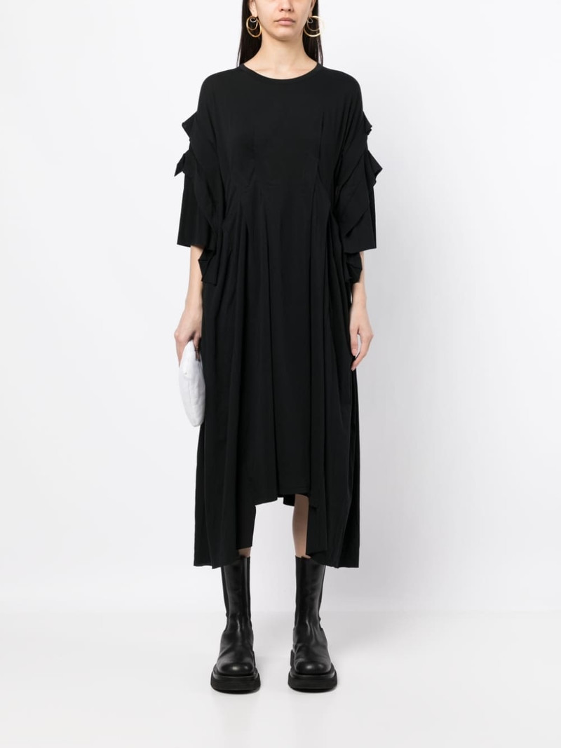 Yohji Yamamoto drape-detail layered midi dress outlook