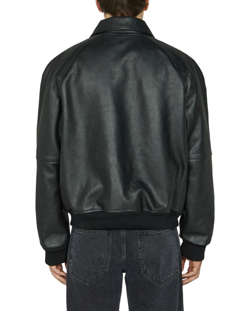 INTARSIA APPLIQUE LOGO LEATHER BOMBER 5