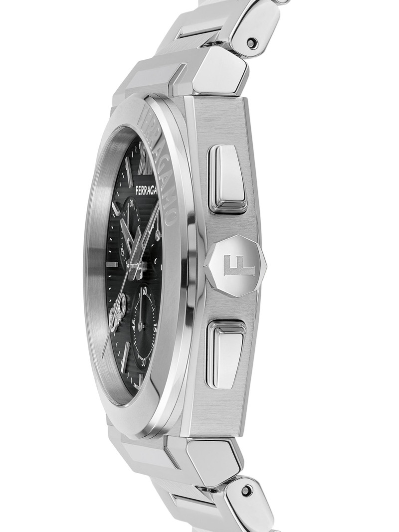 Men's Vega Chrono Stainless Steel Bracelet Watch/42MM - Silver Black 3