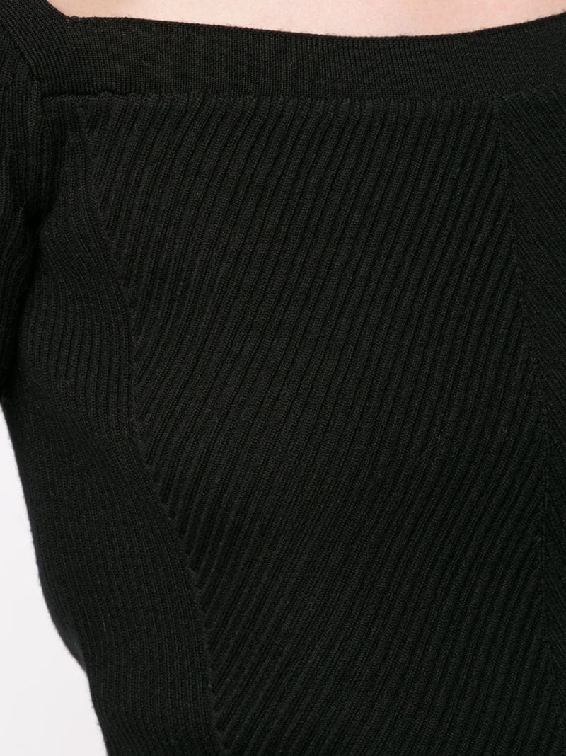 ribbed open neck top - 5