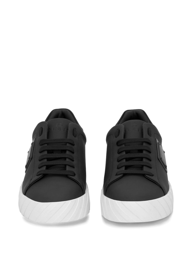 plaque leather low-top trainers 3
