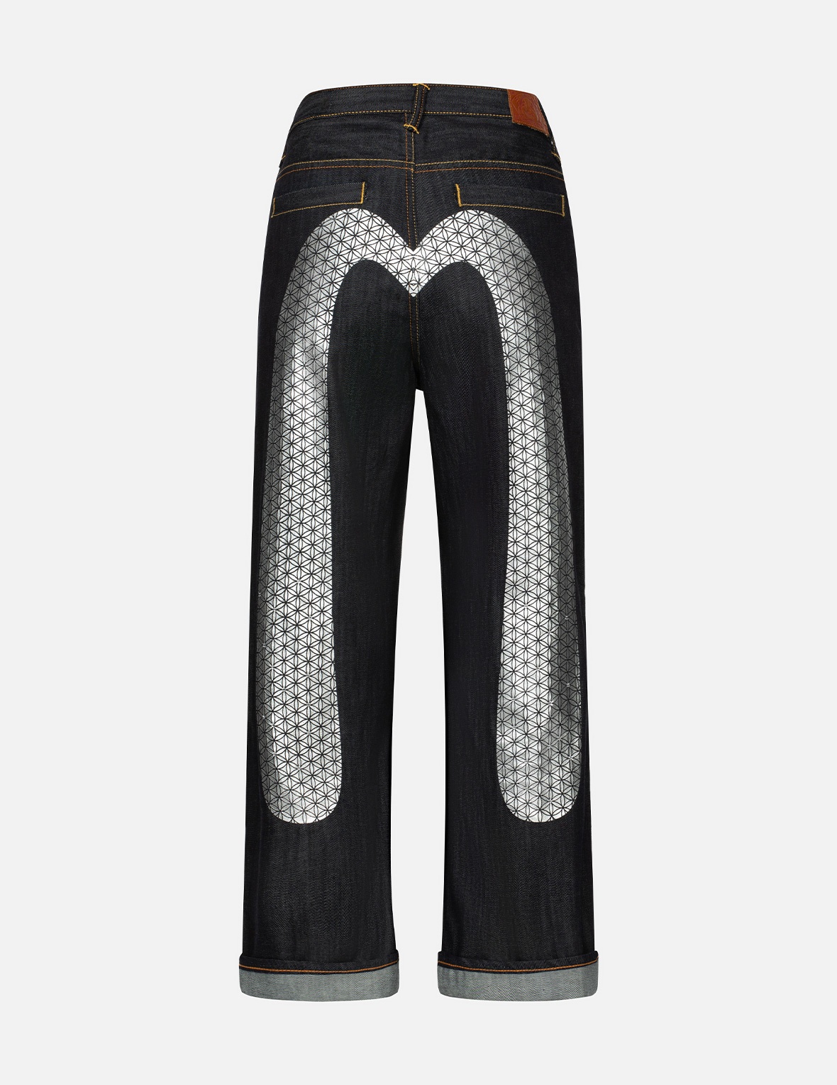 FOIL PRINT DAICOCK WITH RHINESTONE WID LEG JEANS - 2